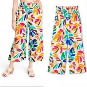 Tabitha Brown Multicolor Floral Palm Pants Wide Leg Size Medium New